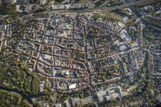Aerial view, Old Town overview, Evangelical Great St Mary's Church, Rathausstraße, Jakobikirche,
