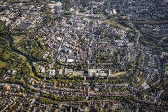 Aerial view, Old Town overview, Evangelical Great St Mary's Church, Rathausstraße, Jakobikirche,