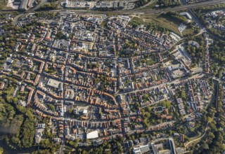 Aerial view, Old Town overview, Evangelical Great St Mary's Church, Rathausstraße, Jakobikirche,