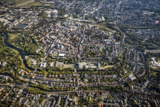 Aerial view, Old Town overview, Evangelical Great St Mary's Church, Rathausstraße, Jakobikirche,