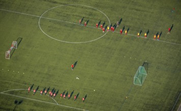 Aerial view, sports facility, SV Lippstadt 08 stadium, Liebelt-Arena, football players training,