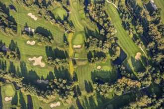 Aerial view, golf course, GolfClub Lippstadt, Lippstadt, Kreis Soest, North Rhine-Westphalia,