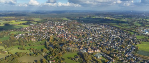 Aerial view, town view, town hall Schermbeck, Weseler Straße, Schermbeck, Ruhr area, North