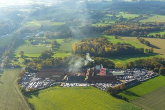 Aerial view, Dachziegelwerke Nelskamp, Schermbeck, Ruhr area, North Rhine-Westphalia, Germany, DE,