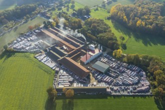 Aerial view, Dachziegelwerke Nelskamp, Schermbeck, Ruhr area, North Rhine-Westphalia, Germany, DE,