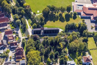 Aerial photograph, Salzkotten salt works in the spa garden, Salzkotten, OWL, Ostwestfalen-Lippe,