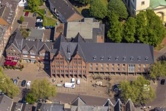 Aerial view, city administration Rees, Rees, Lower Rhine, North Rhine-Westphalia, Germany,