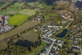 Aerial view, indoor swimming pool, shopping centre, Schermbeck, Ruhr area, North Rhine-Westphalia,