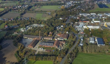 Aerial view, former roof tile factory Idunahall AG, Alte Poststraße, Bricht, Schermbeck, Ruhr area,