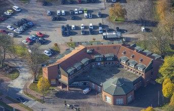 Aerial view, town hall Schermbeck, Schermbeck, Ruhr area, North Rhine-Westphalia, Germany,