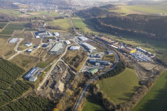 Aerial view, industrial park Hochsauerland, federal road B511, Bad Fredeburg, Wormbach,