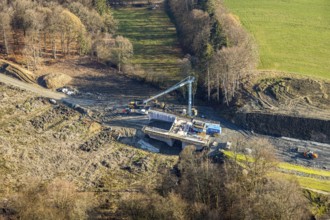 Aerial view, bridge construction bypass road L776n, Fredeburg, Schmallenberg, Sauerland, North