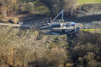 Aerial view, bridge construction bypass road L776n, Fredeburg, Schmallenberg, Sauerland, North