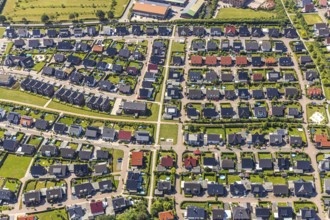 Aerial view, aerial view Senden, residential area at Rinnbach, Bachstraße, Beethovenstraße,