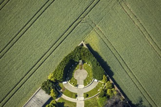 Aerial view, monastery garden, St. Clare Capuchin Monastery, Senden, Münsterland, North