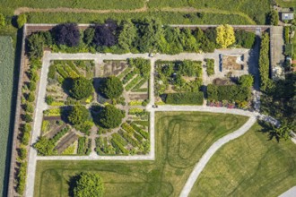 Aerial view, monastery garden, St. Clare Capuchin Monastery, Senden, Münsterland, North