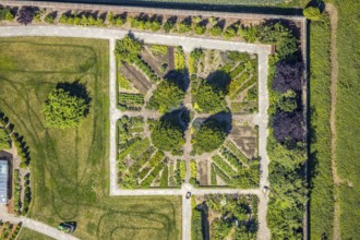 Aerial view, monastery garden, St. Clare Capuchin Monastery, Senden, Münsterland, North