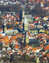 Aerial view, city centre view, old town, protestant church Sankt Maria zur Wiese, St. Petri Alde