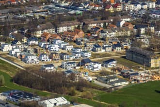 Aerial view, construction area Belgian Quarter, new residential area, Soest, Soester Börde, North