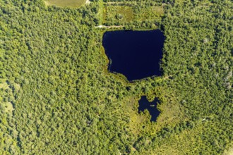 Aerial view, nature reserve Venner Moor, Dortmund-Ems-Canal, lake, Senden, Münsterland, North