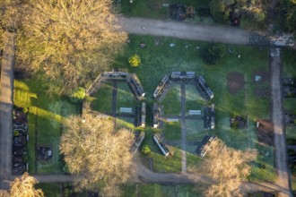 Aerial photograph, Oehde cemetery, Barmer Straße, Schwelm, Ruhr area, North Rhine-Westphalia,