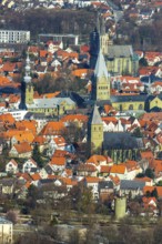 Aerial view, city centre view, old town, protestant church Sankt Maria zur Wiese, St. Petri Alde