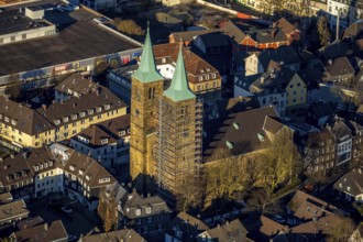 Aerial view, renovation Christuskirche Schwelm, Altmarkt, Kirchplatz, Schwelm, Ruhr area, North