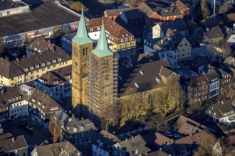 Aerial view, renovation Christuskirche Schwelm, Altmarkt, Kirchplatz, Schwelm, Ruhr area, North