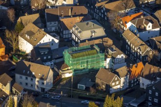 Aerial view, construction site, new residential building Kölner Straße 22, Schwelm, Ruhr area,