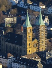 Aerial view, renovation Christuskirche Schwelm, Altmarkt, Kirchplatz, Schwelm, Ruhr area, North