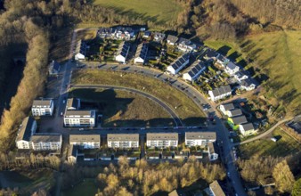 Aerial view, new residential area Brunnen, An der Obstwiese, Am Brunnenhof, Schwelm, Ruhr area,