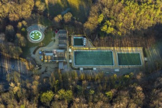 Aerial view, Schwelm outdoor swimming pool, Schwelmebad, Schwelm, Ruhr area, North