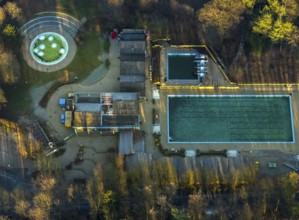 Aerial view, Schwelm outdoor swimming pool, Schwelmebad, Schwelm, Ruhr area, North