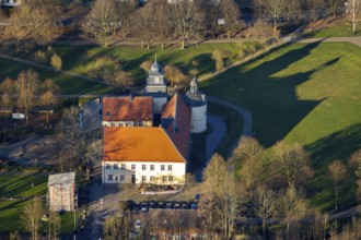 Aerial view, Schloss Martfeld, Schwelm, Ruhr area, North Rhine-Westphalia, Germany, castle, DE,