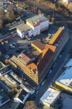 Aerial view, industrial building Kulturfabrik Ibach-Haus, Wilhelmstraße, Schwelm, Ruhr area, North