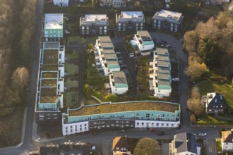 Aerial view, terraced houses residential area Gustavstraße, Linderhauser Straße, Schwelm, Ruhr