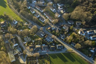 Aerial view, local view Linderhausen, volunteer fire brigade fire brigade Linderhausen, DRK