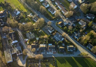 Aerial view, local view Linderhausen, volunteer fire brigade fire brigade Linderhausen, DRK