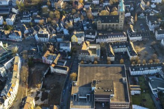 Aerial view, city centre view, shopping centre, renovation Christuskirche Schwelm, Altmarkt,