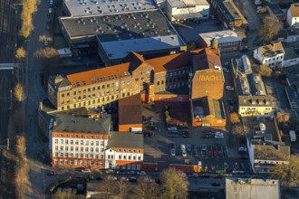 Aerial view, industrial building Kulturfabrik Ibach-Haus, Wilhelmstraße, Schwelm, Ruhr area, North