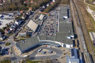 Aerial view, Soest railway station, City Center shopping centre, Am Bahnhof, Soest, Soester Börde,