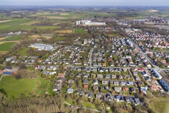 Aerial view, residential area Ölmüllerweg, Hattroper Weg, Kölner Ring, Soest, Soester Börde, North