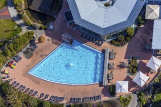 Aerial view, AquaFun, AquaSpa, sauna world and bathing world, Soest, Soester Börde, North