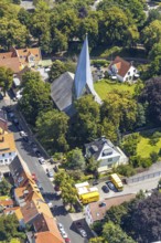 Aerial view, church Alt St. Thomä, Slate Tower is the colloquial name, 12th century archbishop's