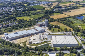 Aerial view, new hall building on Hammer Landstraße, KUCHENMEISTER GMBH Y GELÄNDE ZUCKERFABRIK,