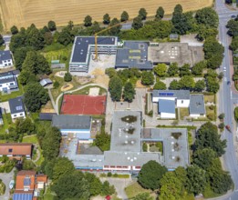 Aerial view, special school Jacob-Grimm-Schule with new hall, Soest, Soester Börde, North
