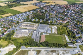 Aerial view, development area of the industrial wasteland at Teinenkamp in Soest, wasteland north