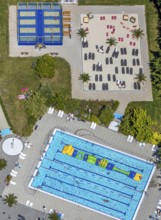 Aerial view, adventure pool, Aqua Spa and Aqua Fun Soest, outdoor pool, bathers, Soest, Soester