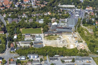 Aerial view, Merkur Living - Merkurhöfe, Merkur premises, brick building, new development area with