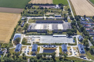 Aerial view, former Kanaal van Wessem barracks, military chapel being restored, Hiddinser Weg,